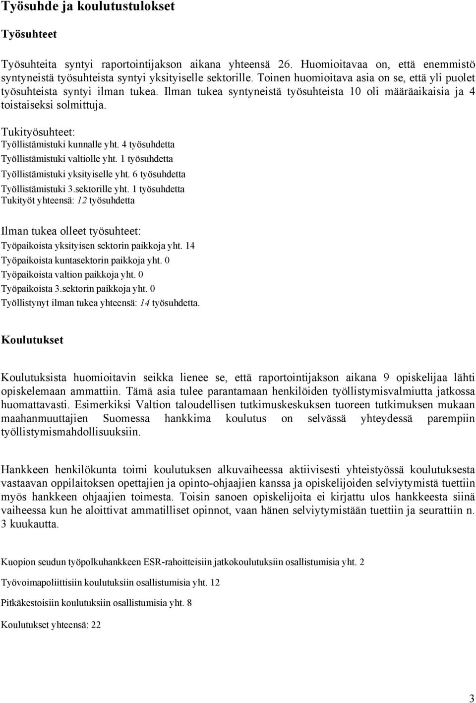 4 yösuhdea Työllisämisuki valille yh. 1 yösuhdea Työllisämisuki yksiyiselle yh. 6 yösuhdea Työllisämisuki 3.sekrille yh.