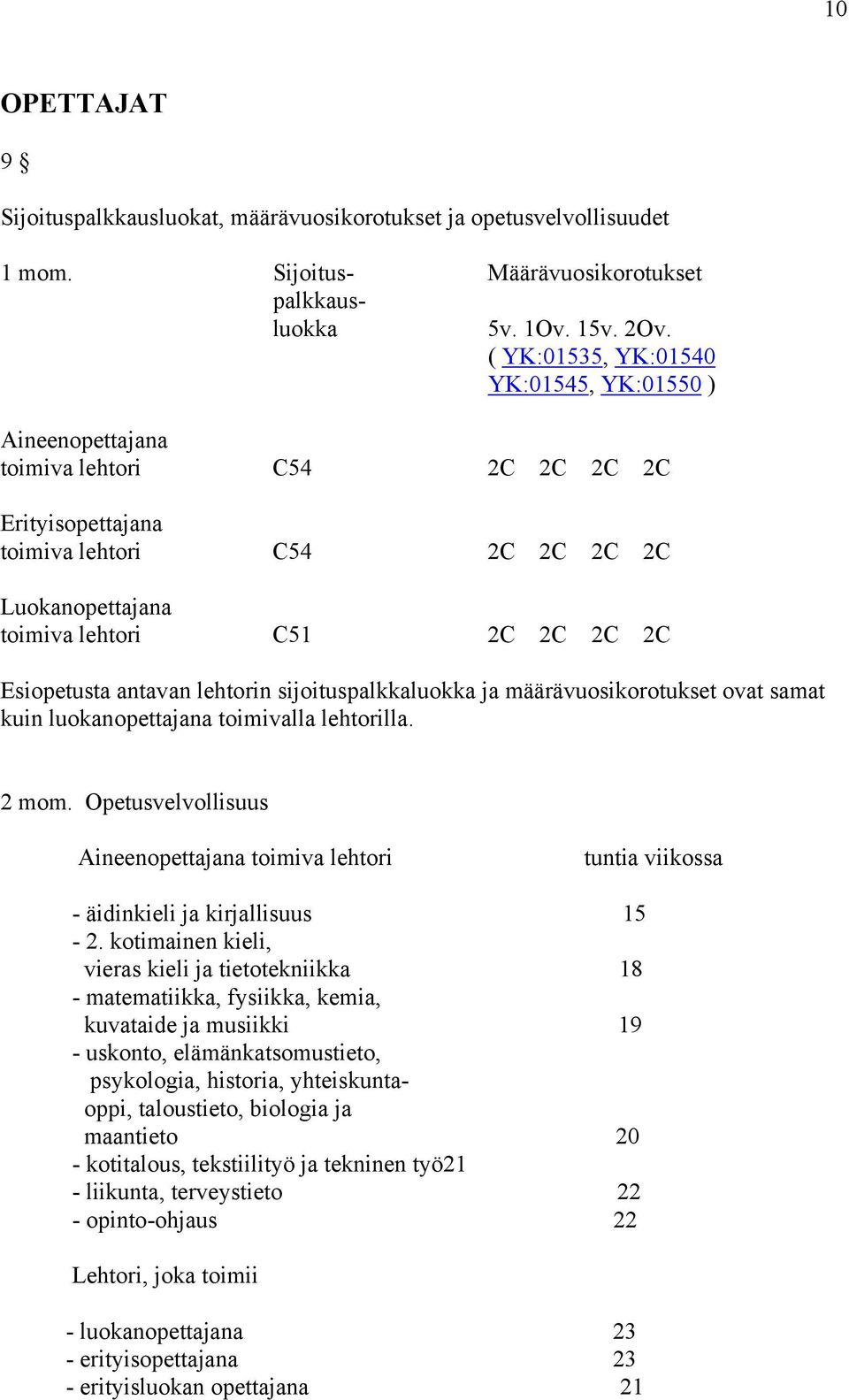 Esiopetusta antavan lehtorin sijoituspalkkaluokka ja määrävuosikorotukset ovat samat kuin luokanopettajana toimivalla lehtorilla. 2 mom.