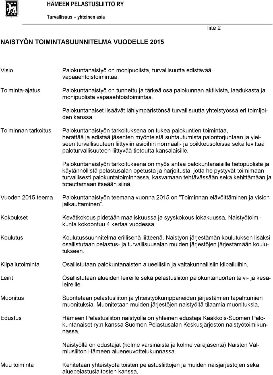 Palokuntanaiset lisäävät lähiympäristönsä turvallisuutta yhteistyössä eri toimijoiden kanssa.