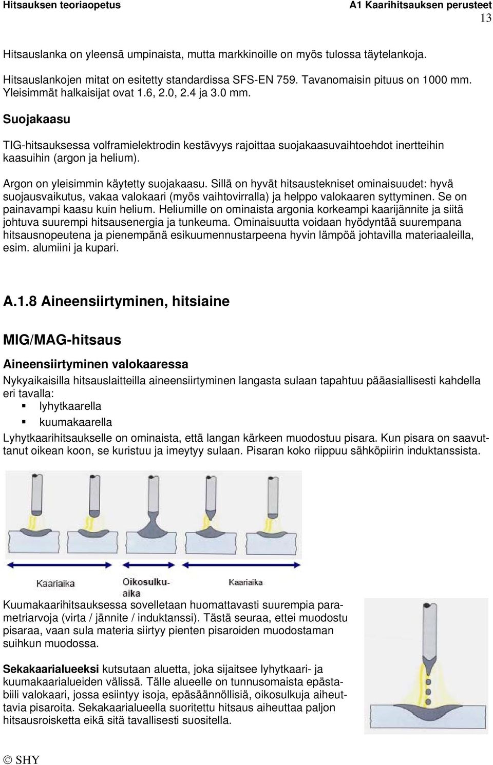 Argon on yleisimmin käytetty suojakaasu. Sillä on hyvät hitsaustekniset ominaisuudet: hyvä suojausvaikutus, vakaa valokaari (myös vaihtovirralla) ja helppo valokaaren syttyminen.