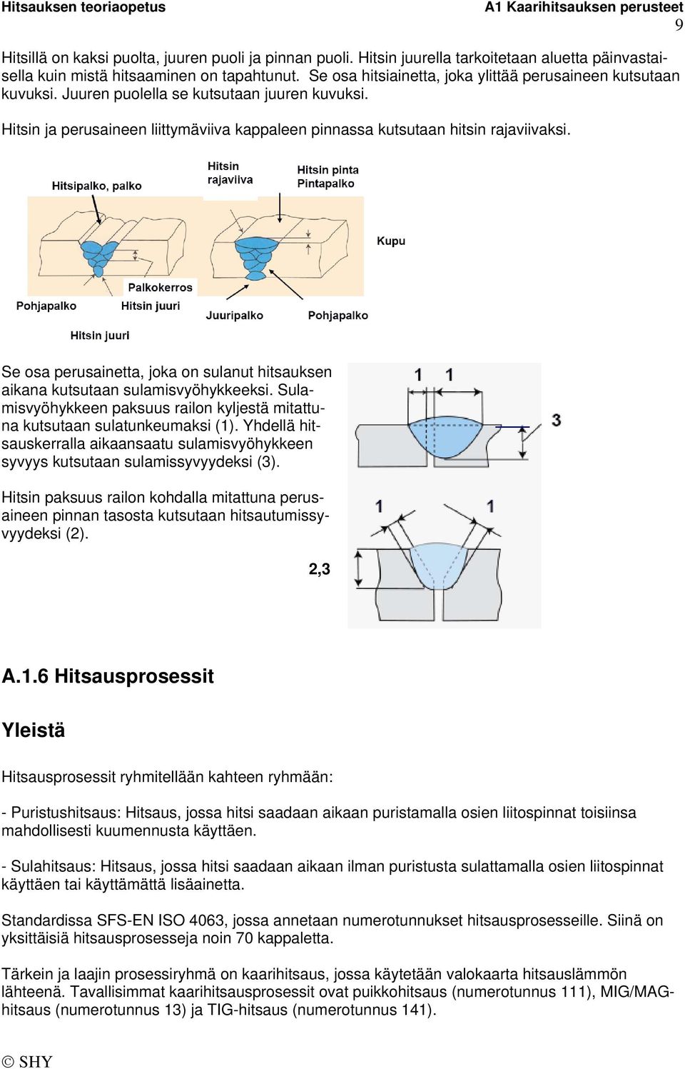 Se osa perusainetta, joka on sulanut hitsauksen aikana kutsutaan sulamisvyöhykkeeksi. Sulamisvyöhykkeen paksuus railon kyljestä mitattuna kutsutaan sulatunkeumaksi (1).