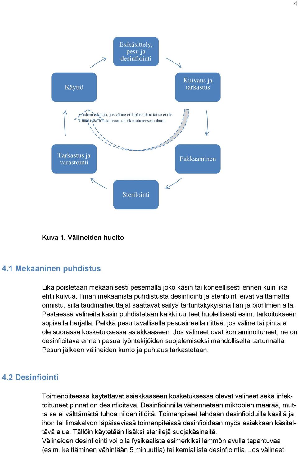 Ilman mekaanista puhdistusta desinfiointi ja sterilointi eivät välttämättä onnistu, sillä taudinaiheuttajat saattavat säilyä tartuntakykyisinä lian ja biofilmien alla.