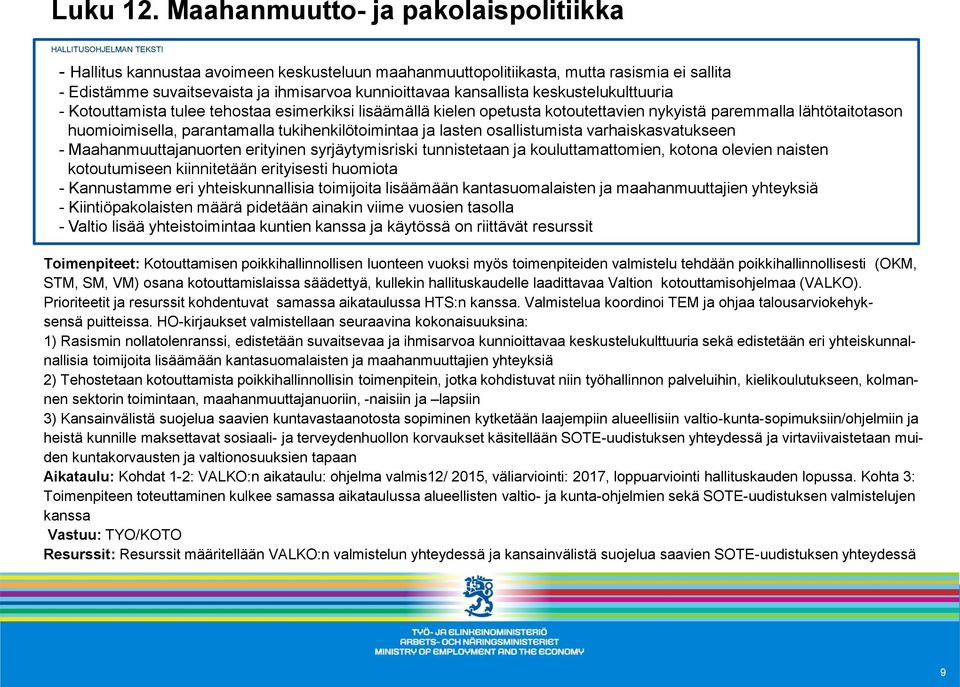 keskustelukulttuuria - Kotouttamista tulee tehostaa esimerkiksi lisäämällä kielen opetusta kotoutettavien nykyistä paremmalla lähtötaitotason huomioimisella, parantamalla tukihenkilötoimintaa ja