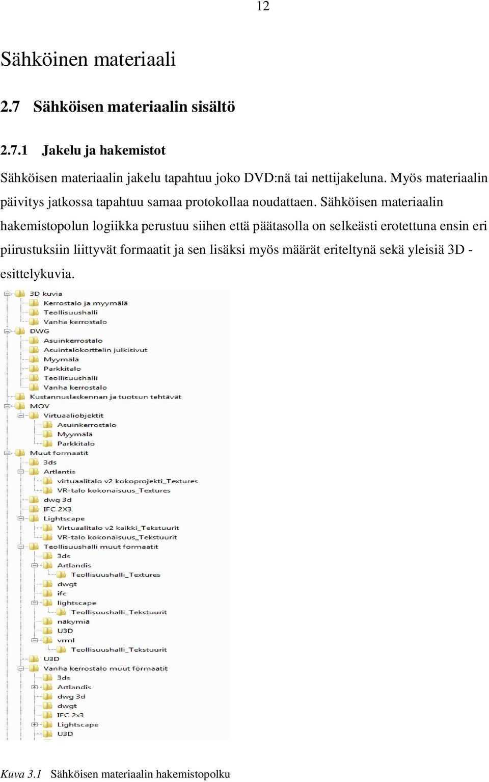 Sähköisen materiaalin hakemistopolun logiikka perustuu siihen että päätasolla on selkeästi erotettuna ensin eri