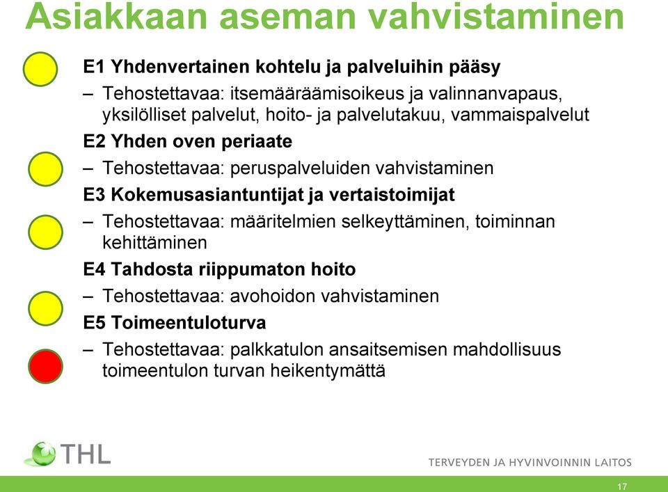 Kokemusasiantuntijat ja vertaistoimijat Tehostettavaa: määritelmien selkeyttäminen, toiminnan kehittäminen E4 Tahdosta riippumaton hoito