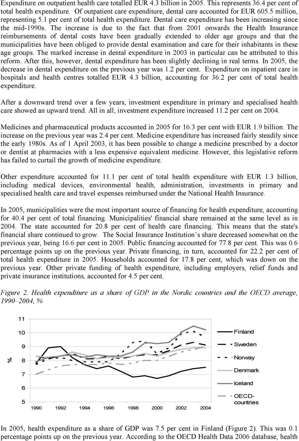 The increase is due to the fact that from 2001 onwards the Health Insurance reimbursements of dental costs have been gradually extended to older age groups and that the municipalities have been