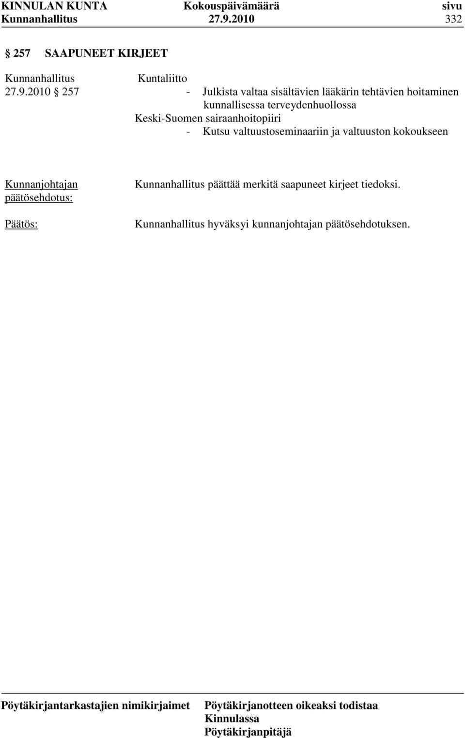 Keski-Suomen sairaanhoitopiiri - Kutsu valtuustoseminaariin ja valtuuston