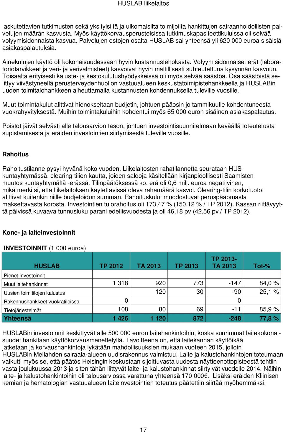 Ainekulujen käyttö oli kokonaisuudessaan hyvin kustannustehokasta.