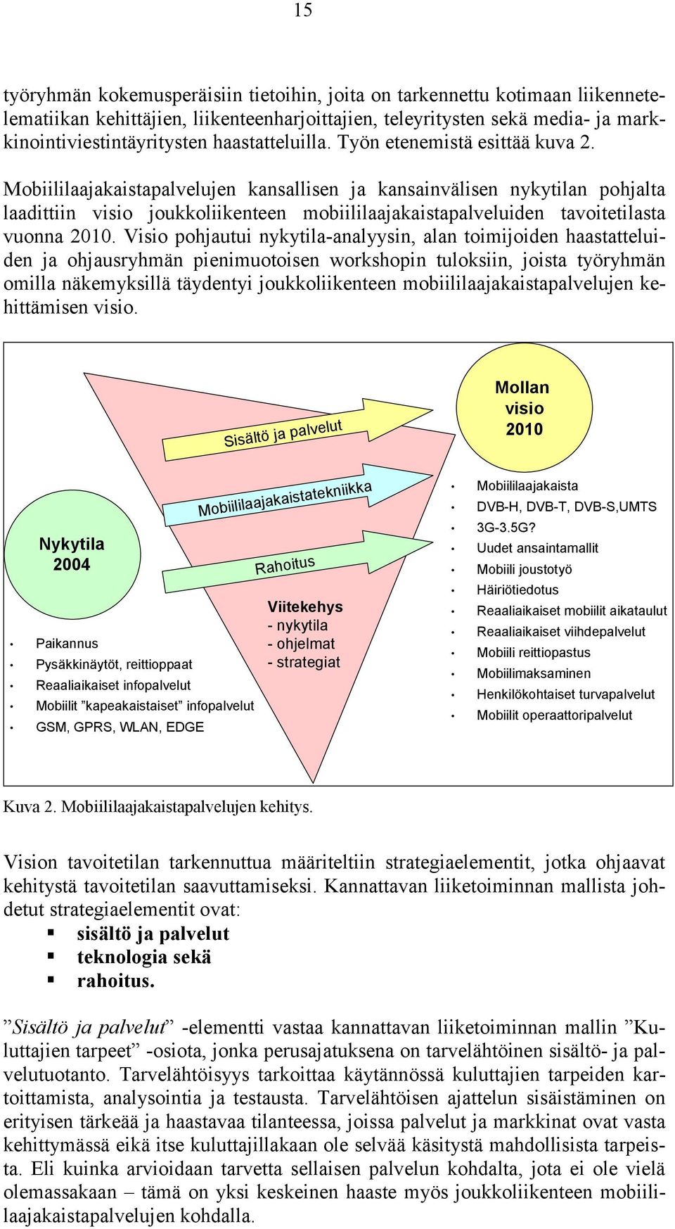 Mobiililaajakaistapalvelujen kansallisen ja kansainvälisen nykytilan pohjalta laadittiin visio joukkoliikenteen mobiililaajakaistapalveluiden tavoitetilasta vuonna 2010.