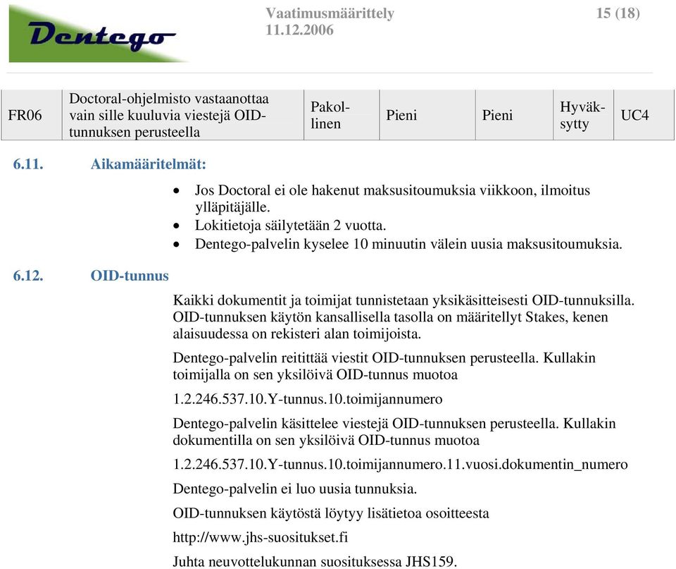 12. O-tunnus Kaikki dokumentit ja toimijat tunnistetaan yksikäsitteisesti O-tunnuksilla.