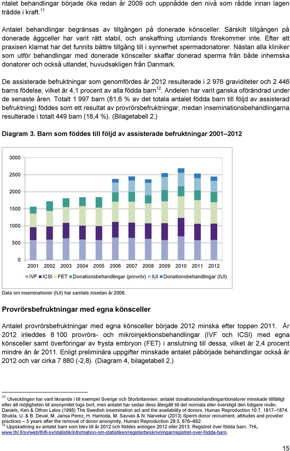 Nästan alla kliniker som utför behandlingar med donerade könsceller skaffar donerad sperma från både inhemska donatorer och också utlandet, huvudsakligen från Danmark.