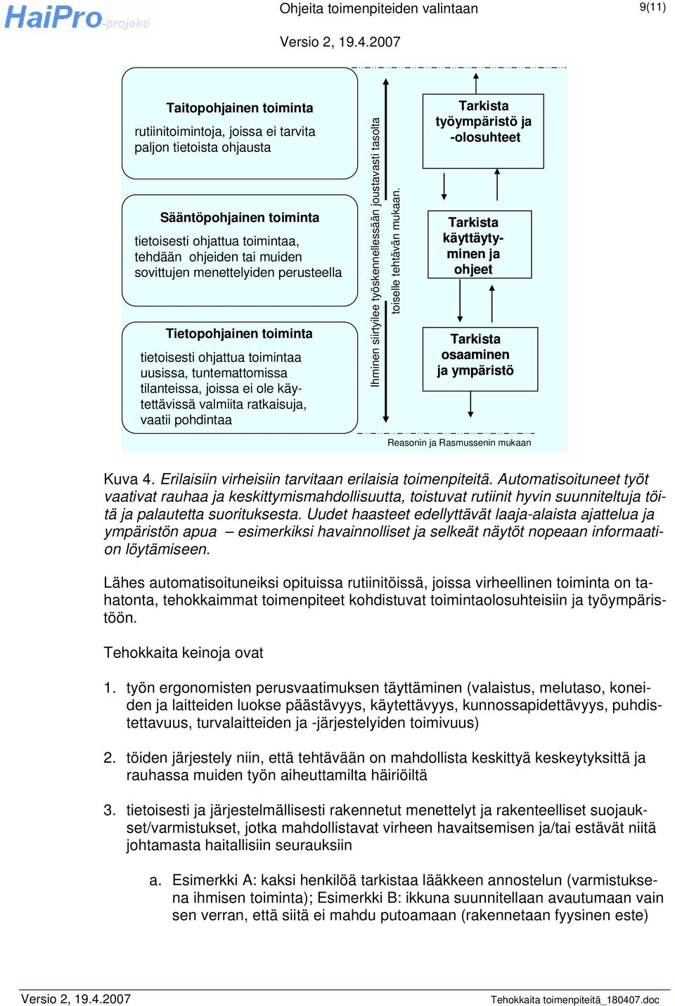 pohdintaa Ihminen siirtyilee työskennellessään joustavasti tasolta toiselle tehtävän mukaan.