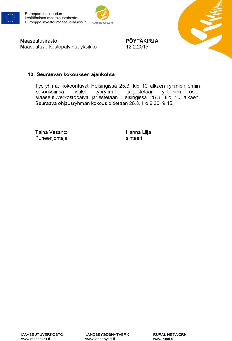 osio. Maaseutuverkostopäivä järjestetään Helsingissä 26.3. klo 10 alkaen.