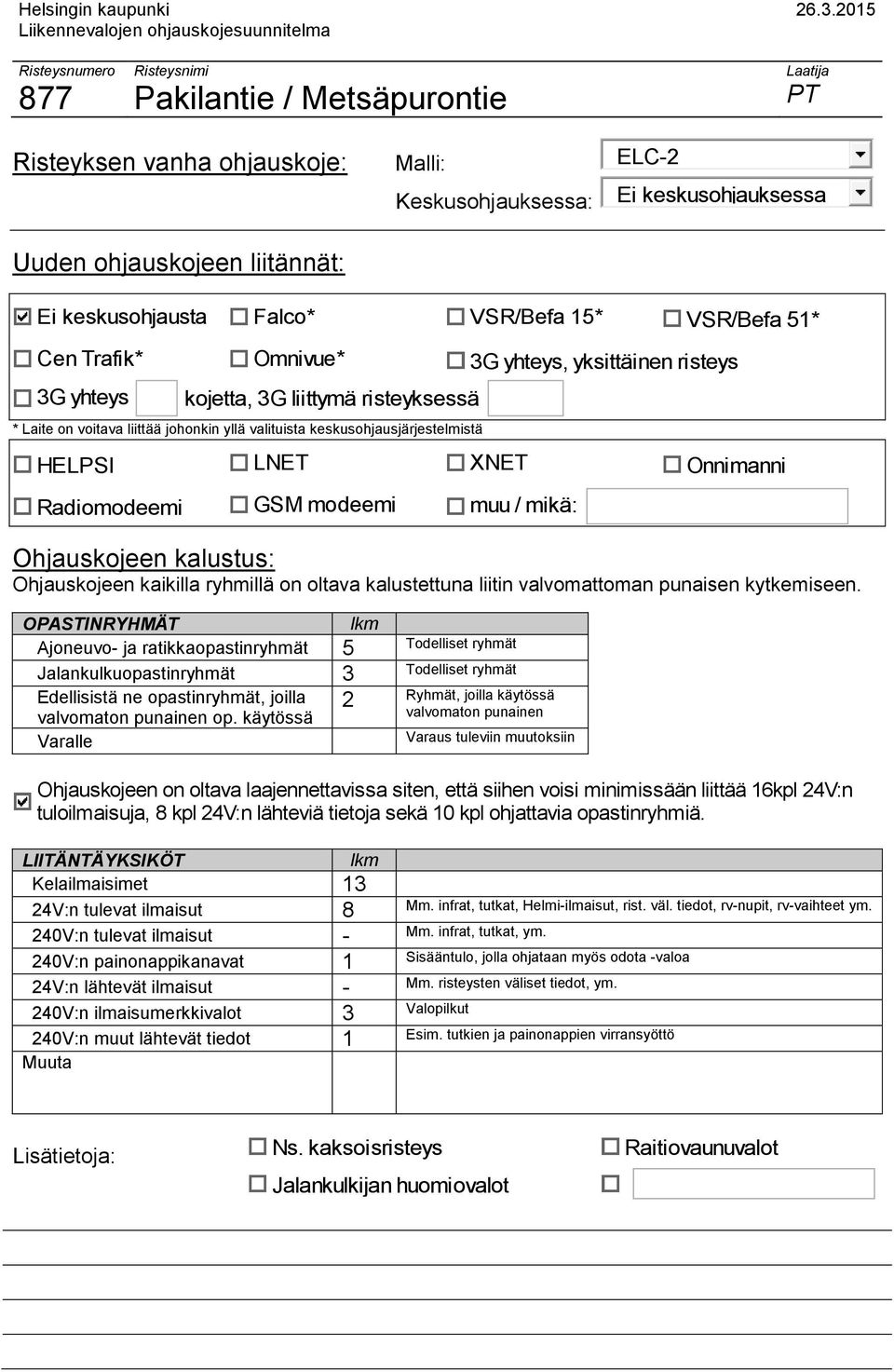 Jalankulkuopastinryhmät 3 Edellisistä ne opastinryhmät, joilla Varalle 2 Kelailmaisimet