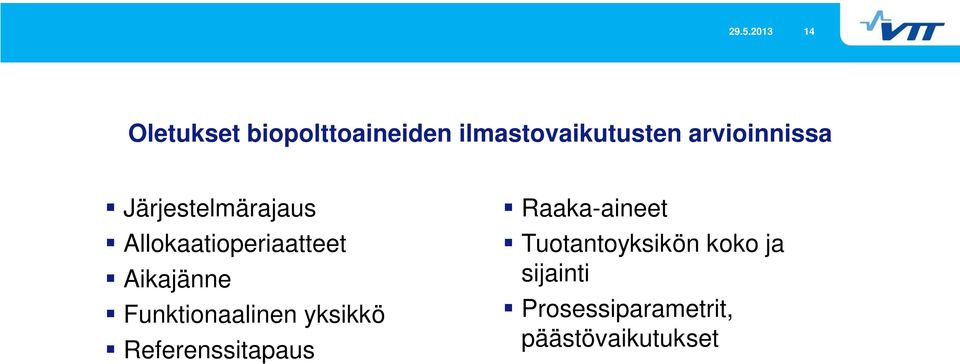 Aikajänne Funktionaalinen yksikkö Referenssitapaus