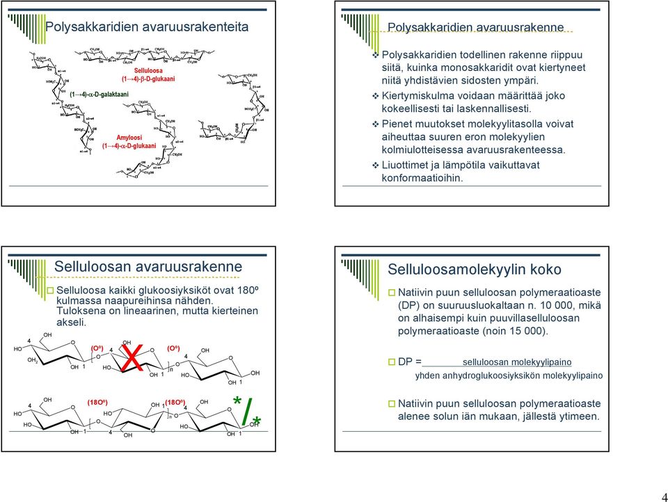 Pienet muutokset molekyylitasolla voivat aiheuttaa suuren eron molekyylien kolmiulotteisessa avaruusrakenteessa. Liuottimet ja lämpötila vaikuttavat konformaatioihin.