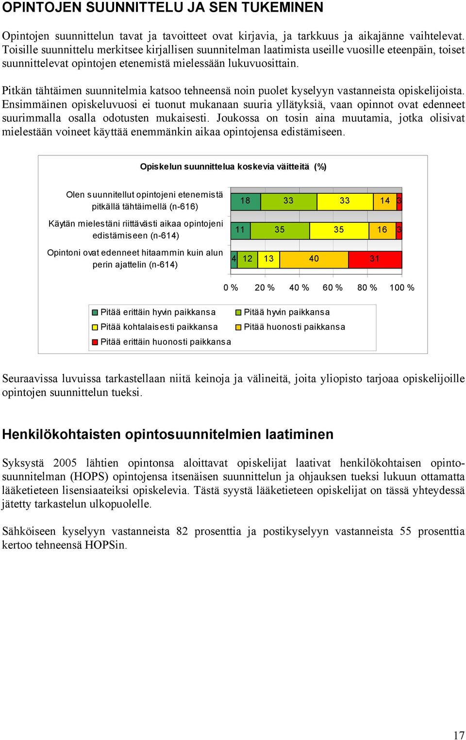 Pitkän tähtäimen suunnitelmia katsoo tehneensä noin puolet kyselyyn vastanneista opiskelijoista.