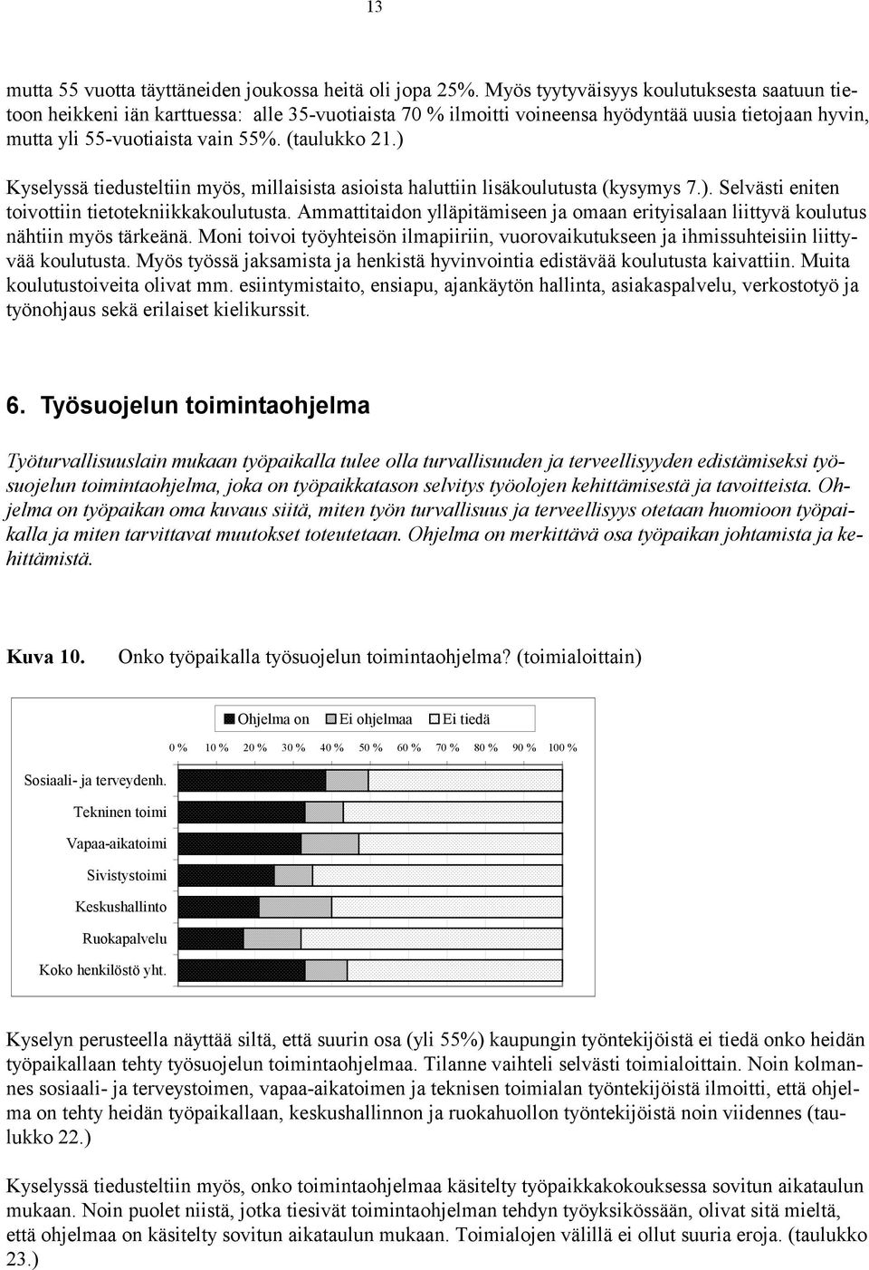 ) Kyselyssä tiedusteltiin myös, millaisista asioista haluttiin lisäkoulutusta (kysymys 7.). Selvästi eniten toivottiin tietotekniikkakoulutusta.