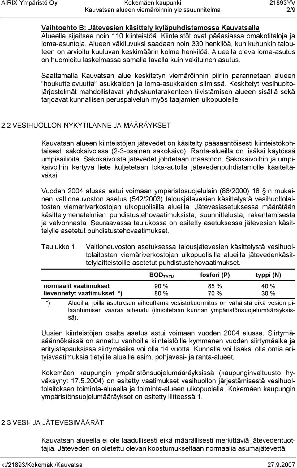 Alueella oleva loma-asutus on huomioitu laskelmassa samalla tavalla kuin vakituinen asutus.