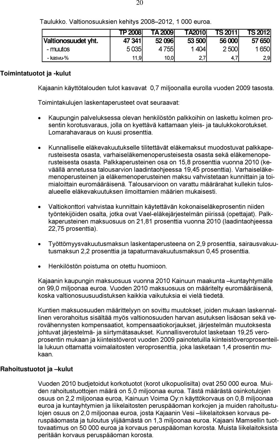 Toimintakulujen laskentaperusteet ovat seuraavat: Kaupungin palveluksessa olevan henkilöstön palkkoihin on laskettu kolmen prosentin korotusvaraus, jolla on kyettävä kattamaan yleis- ja