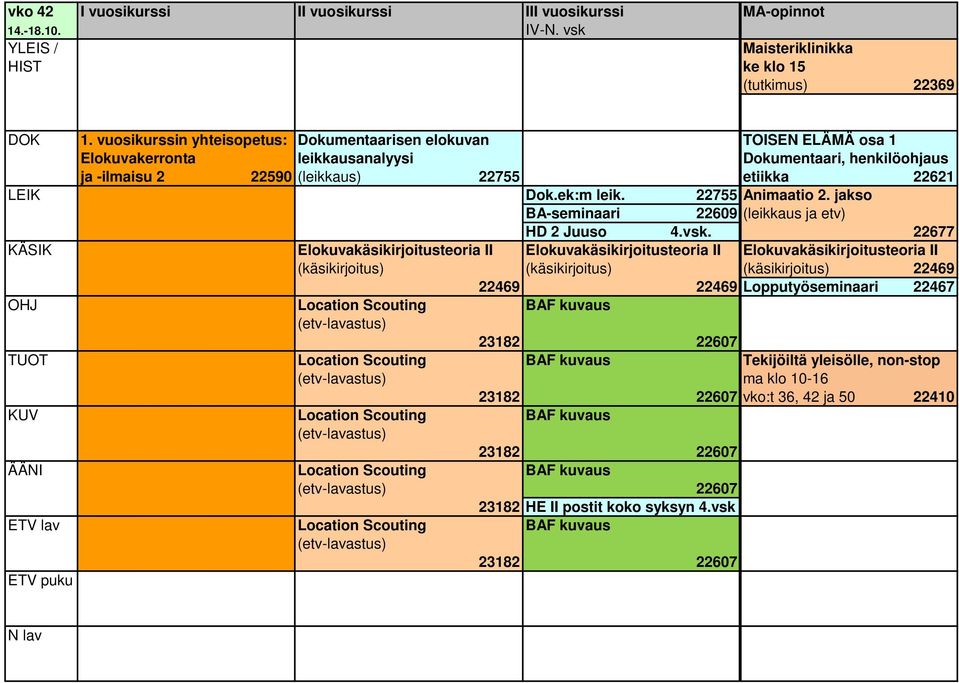 ek:m leik. 22755 Animaatio 2. jakso BA-seminaari 22609 (leikkaus ja etv) HD 2 Juuso 4.vsk.