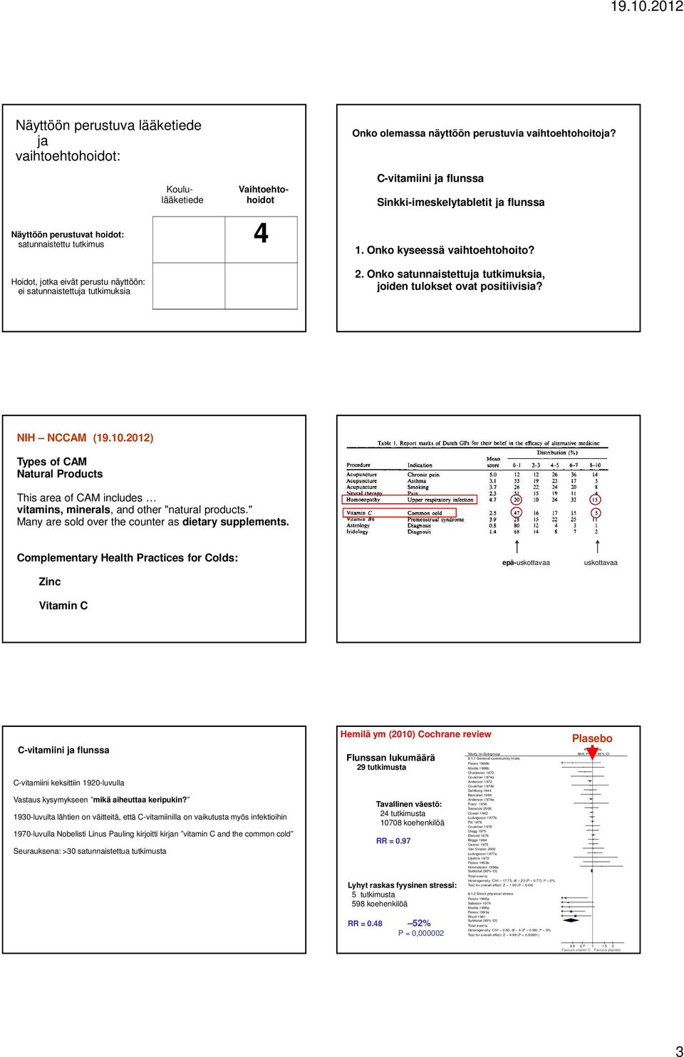 Hoidot, jotka eivät perustu näyttöön: ei satunnaistettu tutkimuksia 2. Onko satunnaistettu tutkimuksia, joiden tulokset ovat positiivisia? NIH NCCAM (19.10.