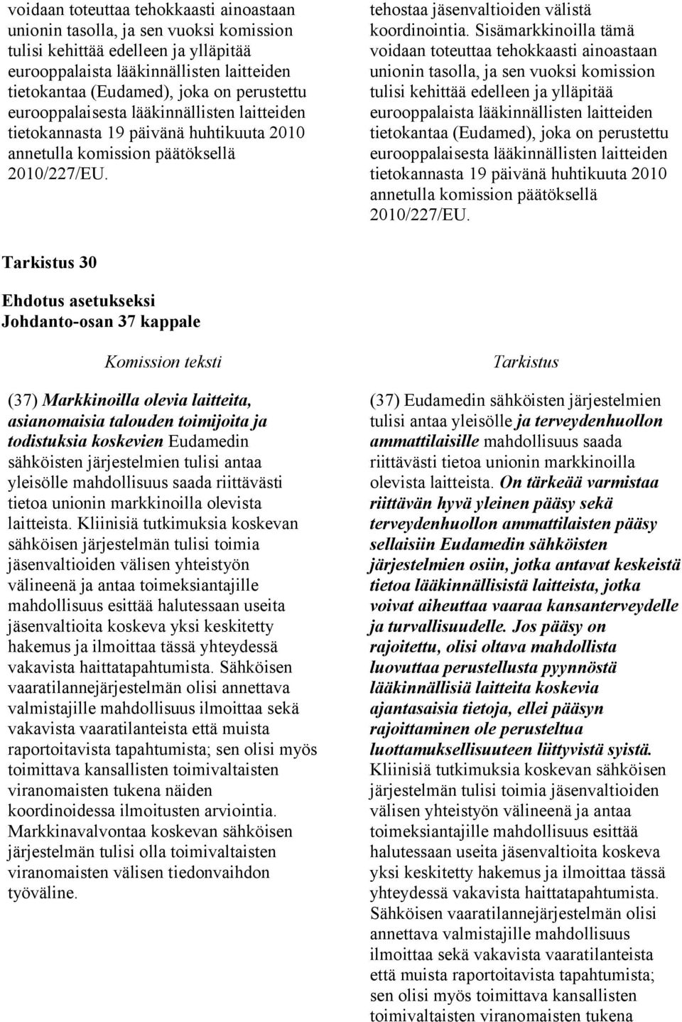 Sisämarkkinoilla tämä  perustettu eurooppalaisesta lääkinnällisten laitteiden tietokannasta 19 päivänä huhtikuuta 2010 annetulla komission päätöksellä 2010/227/EU.