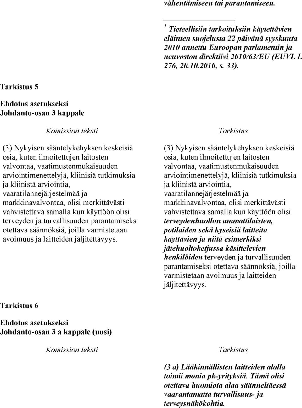 5 Johdanto-osan 3 kappale (3) Nykyisen sääntelykehyksen keskeisiä osia, kuten ilmoitettujen laitosten valvontaa, vaatimustenmukaisuuden arviointimenettelyjä, kliinisiä tutkimuksia ja kliinistä