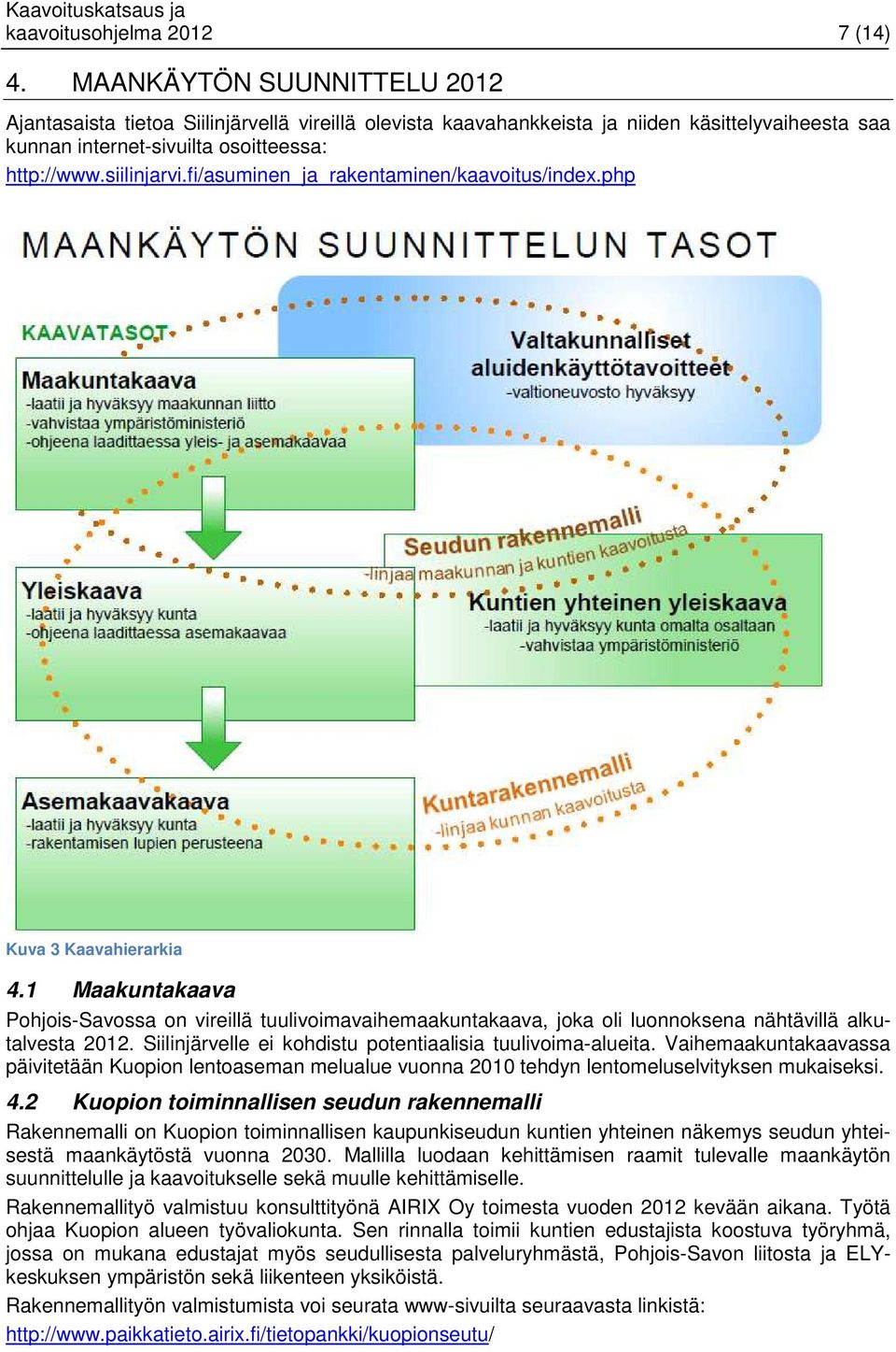 fi/asuminen_ja_rakentaminen/kaavoitus/index.php Kuva 3 Kaavahierarkia 4.1 Maakuntakaava Pohjois-Savossa on vireillä tuulivoimavaihemaakuntakaava, joka oli luonnoksena nähtävillä alkutalvesta 2012.