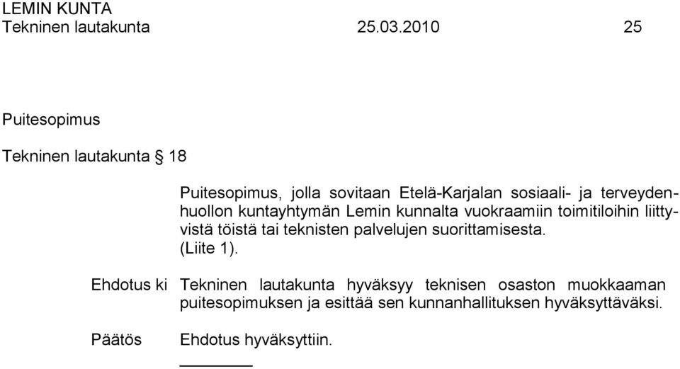 terveydenhuollon kuntayhtymän Lemin kunnalta vuokraamiin toimitiloihin liittyvistä töistä tai