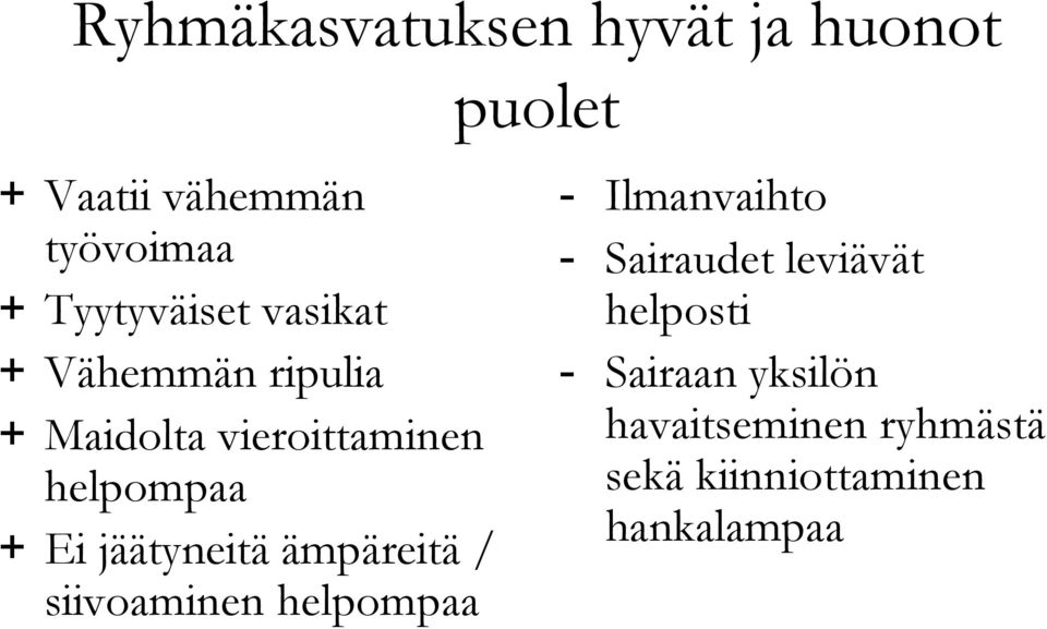 Ei jäätyneitä ämpäreitä / siivoaminen helpompaa - Ilmanvaihto - Sairaudet