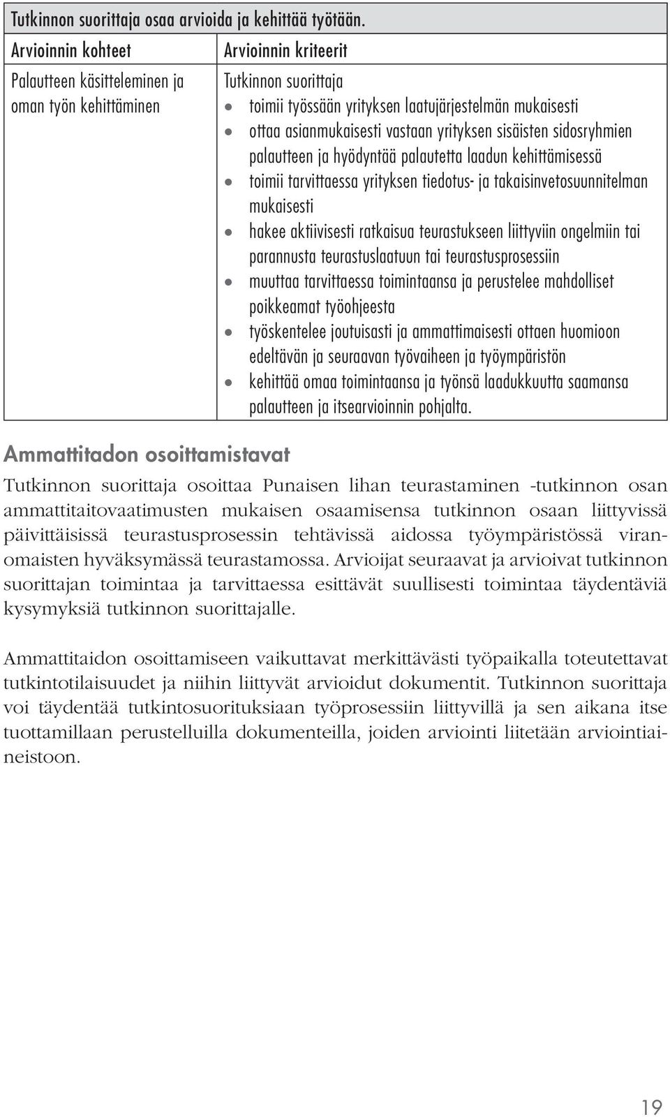 palautetta laadun kehittämisessä toimii tarvittaessa yrityksen tiedotus- ja takaisinvetosuunnitelman mukaisesti hakee aktiivisesti ratkaisua teurastukseen liittyviin ongelmiin tai parannusta