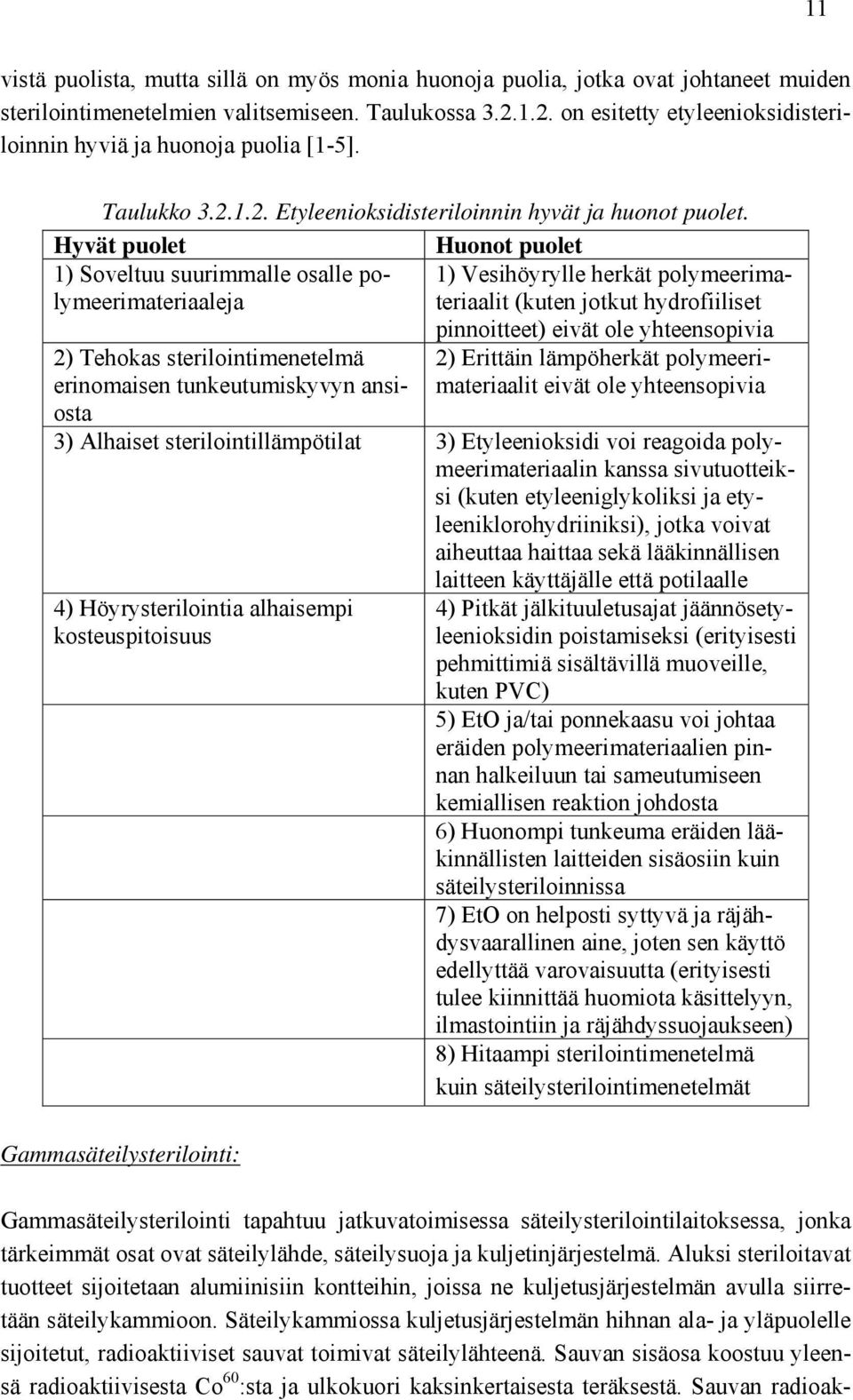 Hyvät puolet Huonot puolet 1) Soveltuu suurimmalle osalle polymeerimateriaalejteriaalit (kuten jotkut 1) Vesihöyrylle herkät polymeerima- hydrofiiliset 2) Tehokas sterilointimenetelmä erinomaisen