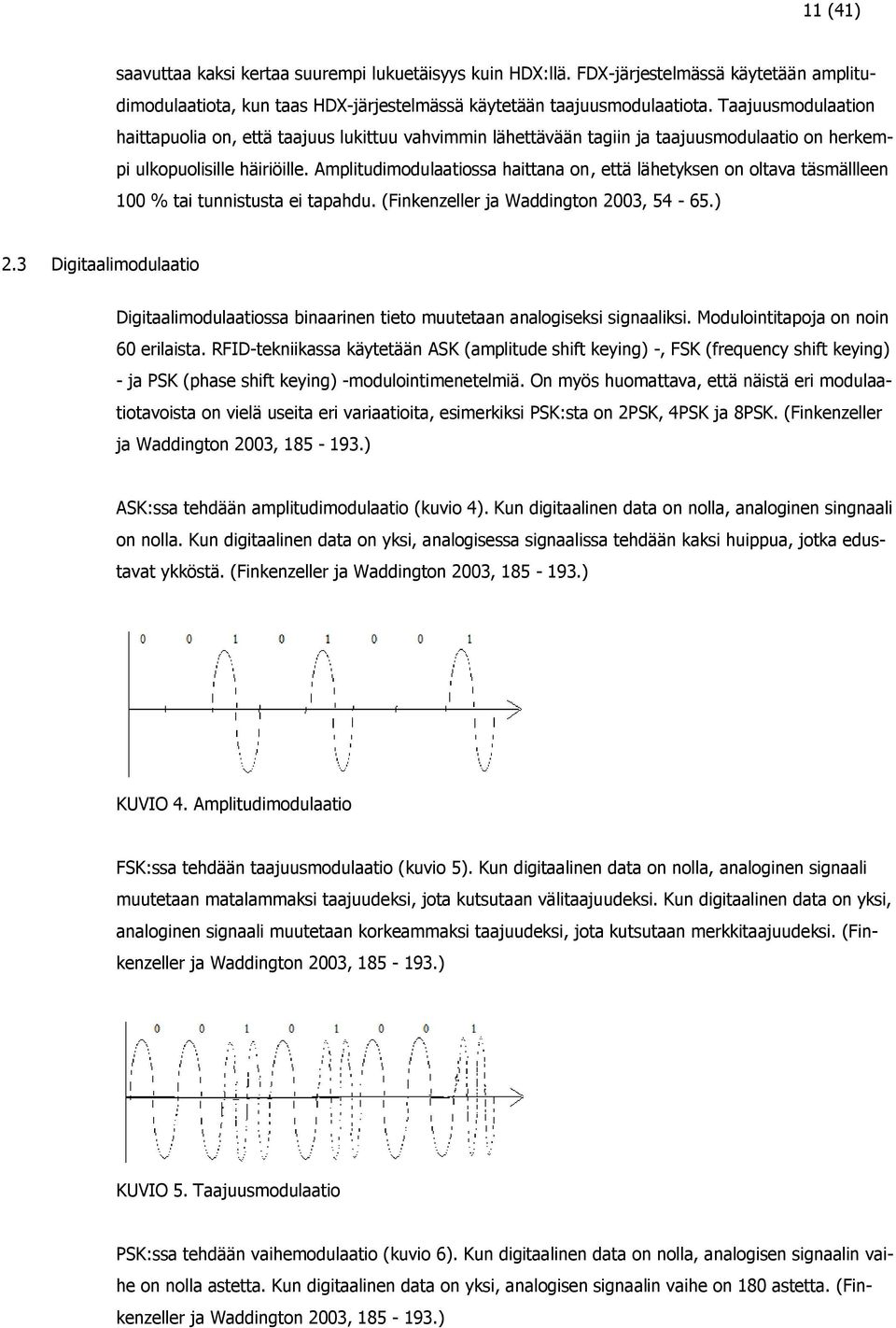 Amplitudimodulaatiossa haittana on, että lähetyksen on oltava täsmällleen 100 % tai tunnistusta ei tapahdu. (Finkenzeller ja Waddington 2003, 54-65.) 2.