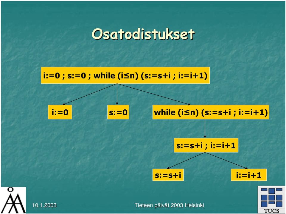 i:=0 s:=0  s:=s+i ; i:=i+1