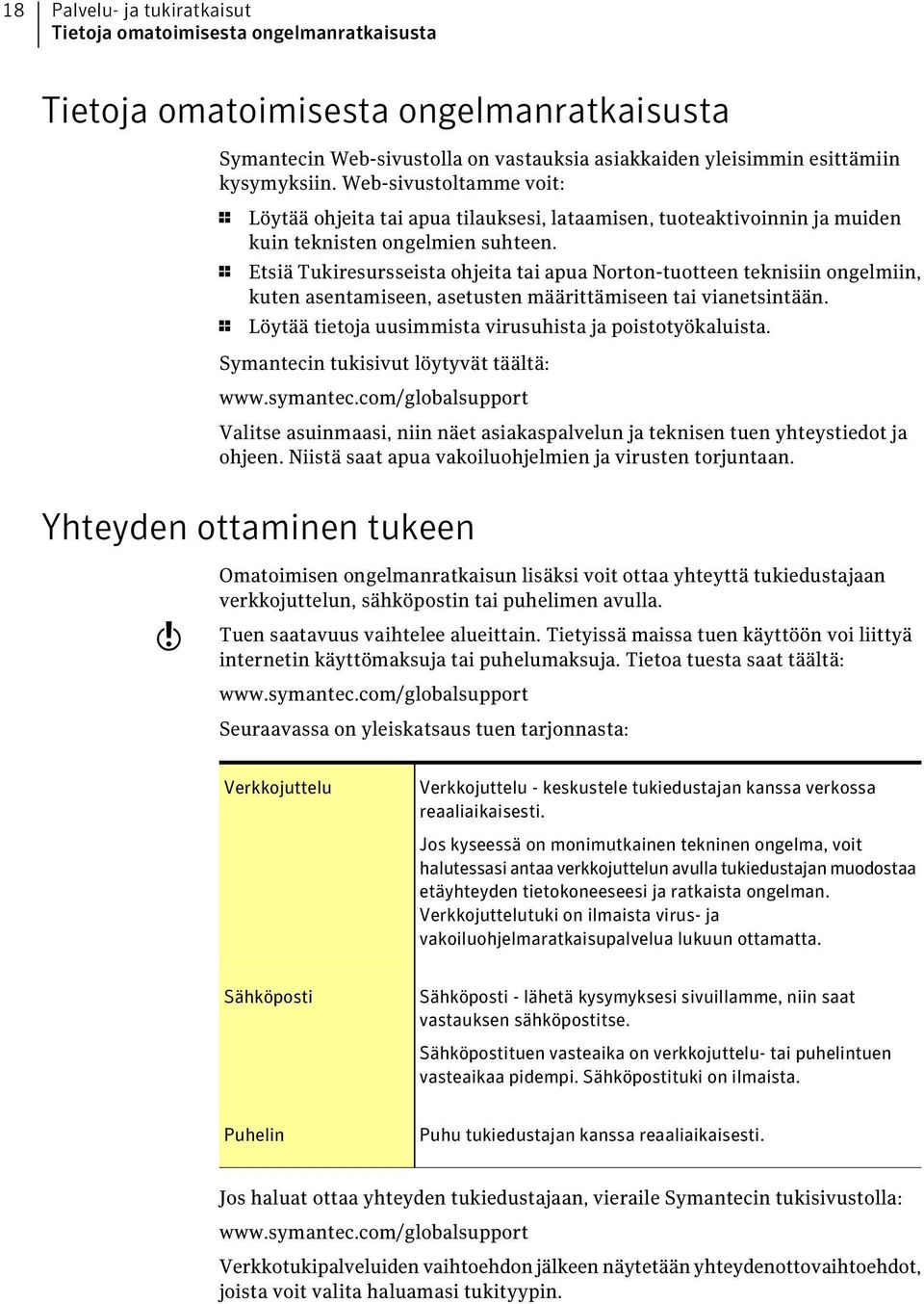 1 Etsiä Tukiresursseista ohjeita tai apua Norton-tuotteen teknisiin ongelmiin, kuten asentamiseen, asetusten määrittämiseen tai vianetsintään.