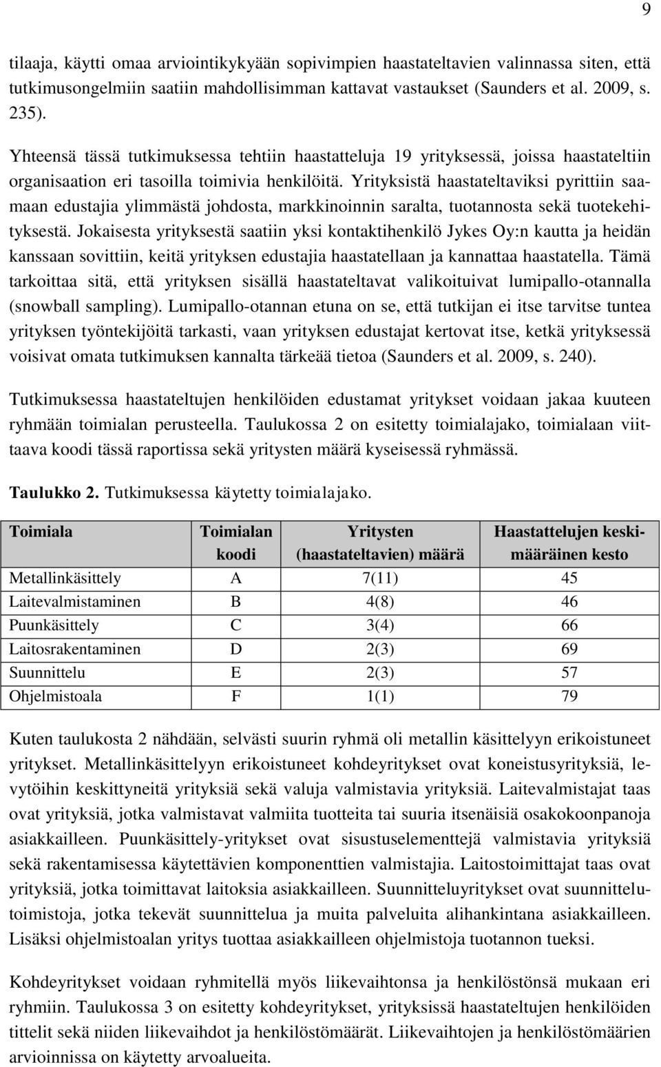 Yrityksistä haastateltaviksi pyrittiin saamaan edustajia ylimmästä johdosta, markkinoinnin saralta, tuotannosta sekä tuotekehityksestä.