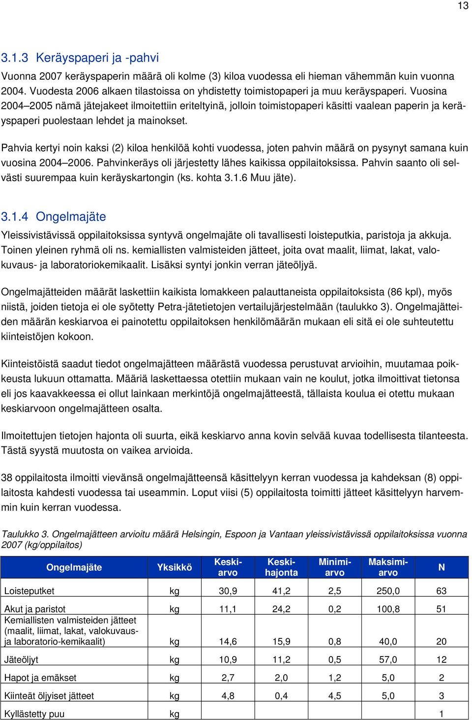 Vuosina 2004 2005 nämä jätejakeet ilmoitettiin eriteltyinä, jolloin toimistopaperi käsitti vaalean paperin ja keräyspaperi puolestaan lehdet ja mainokset.