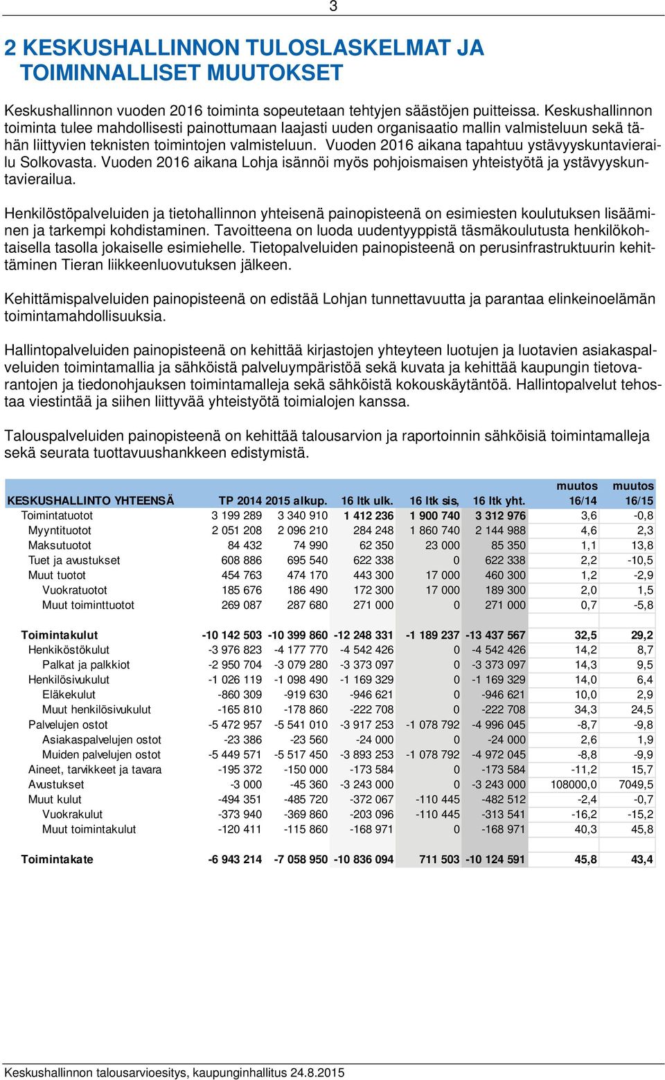 Vuoden 2016 aikana tapahtuu ystävyyskuntavierailu Solkovasta. Vuoden 2016 aikana Lohja isännöi myös pohjoismaisen yhteistyötä ja ystävyyskuntavierailua.