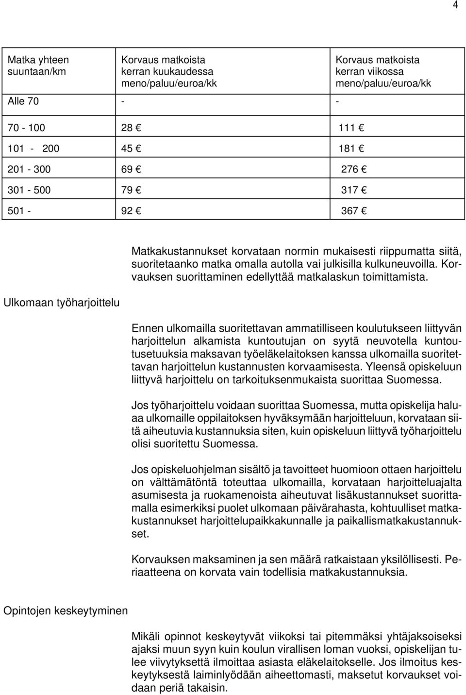 Korvauksen suorittaminen edellyttää matkalaskun toimittamista.