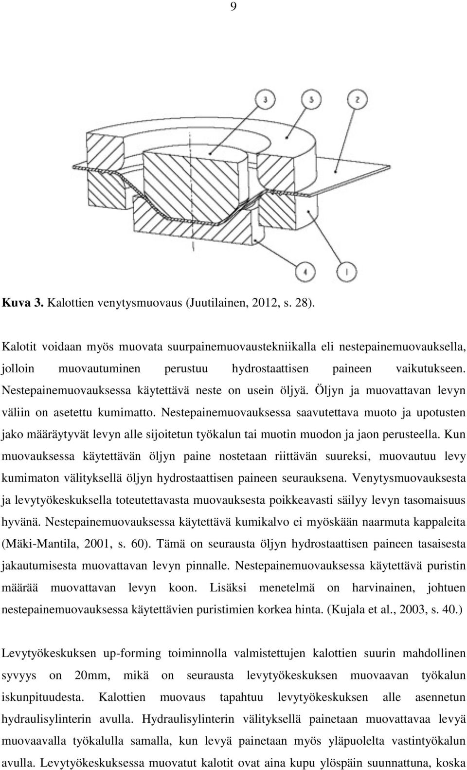 Nestepainemuovauksessa käytettävä neste on usein öljyä. Öljyn ja muovattavan levyn väliin on asetettu kumimatto.