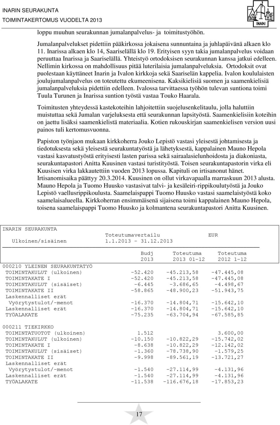 Nellimin kirkossa on mahdollisuus pitää luterilaisia jumalanpalveluksia. Ortodoksit ovat puolestaan käyttäneet Inarin ja Ivalon kirkkoja sekä Saariselän kappelia.