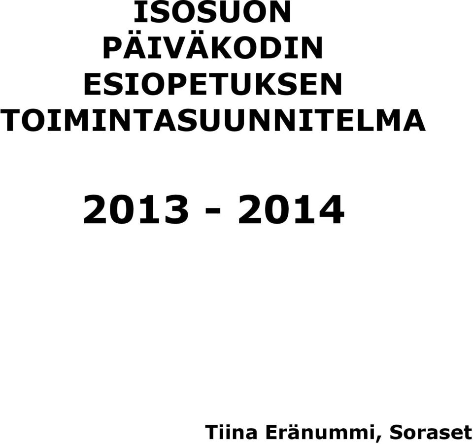 TOIMINTASUUNNITELMA