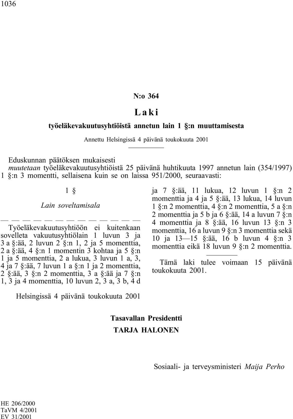 luvun 3 ja 3 a :ää, 2 luvun 2 :n 1, 2 ja 5 momenttia, 2 a :ää, 4 :n 1 momentin 3 kohtaa ja 5 :n 1 ja 5 momenttia, 2 a lukua, 3 luvun 1 a, 3, 4ja 7 :ää, 7 luvun 1 a :n 1 ja 2 momenttia, 2 :ää, 3 :n 2