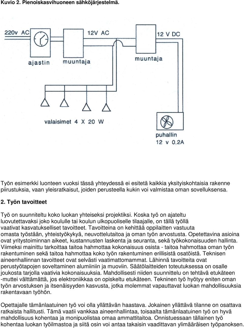 Työn tavoitteet Työ on suunniteltu koko luokan yhteiseksi projektiksi.