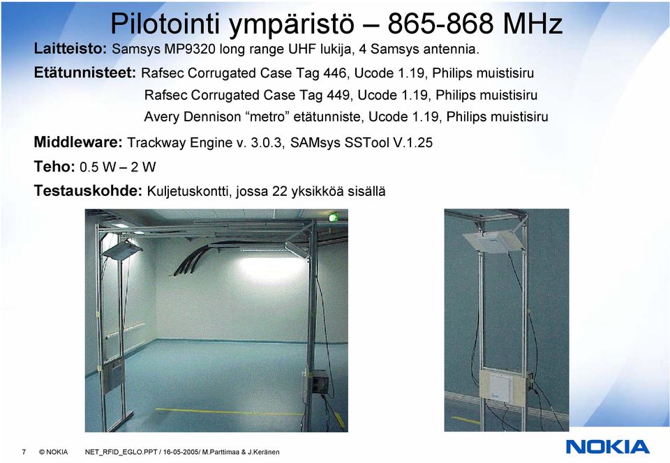 19, Philips muistisiru Avery Dennison metro etätunniste, Ucode 1.19, Philips muistisiru Middleware: Trackway Engine v. 3.0.
