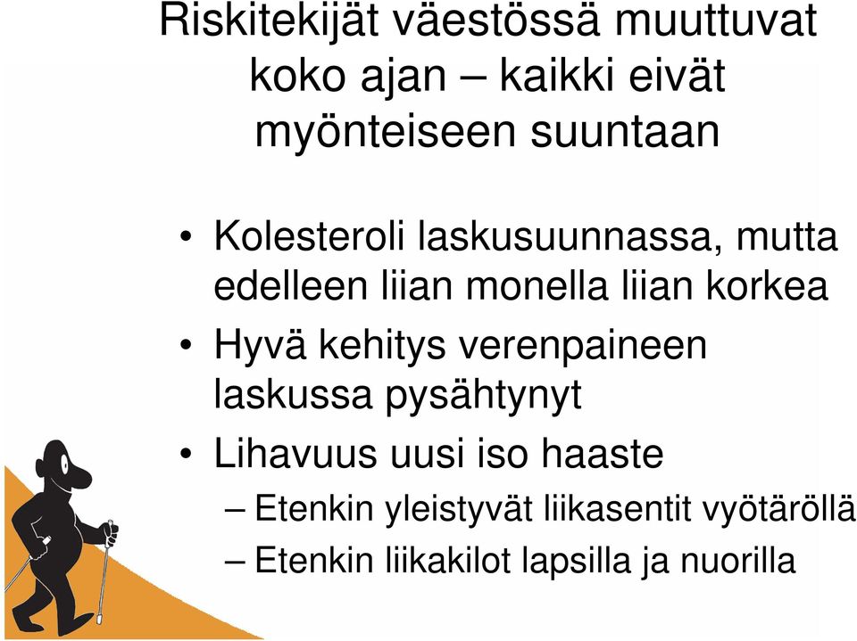 korkea Hyvä kehitys verenpaineen laskussa pysähtynyt Lihavuus uusi iso