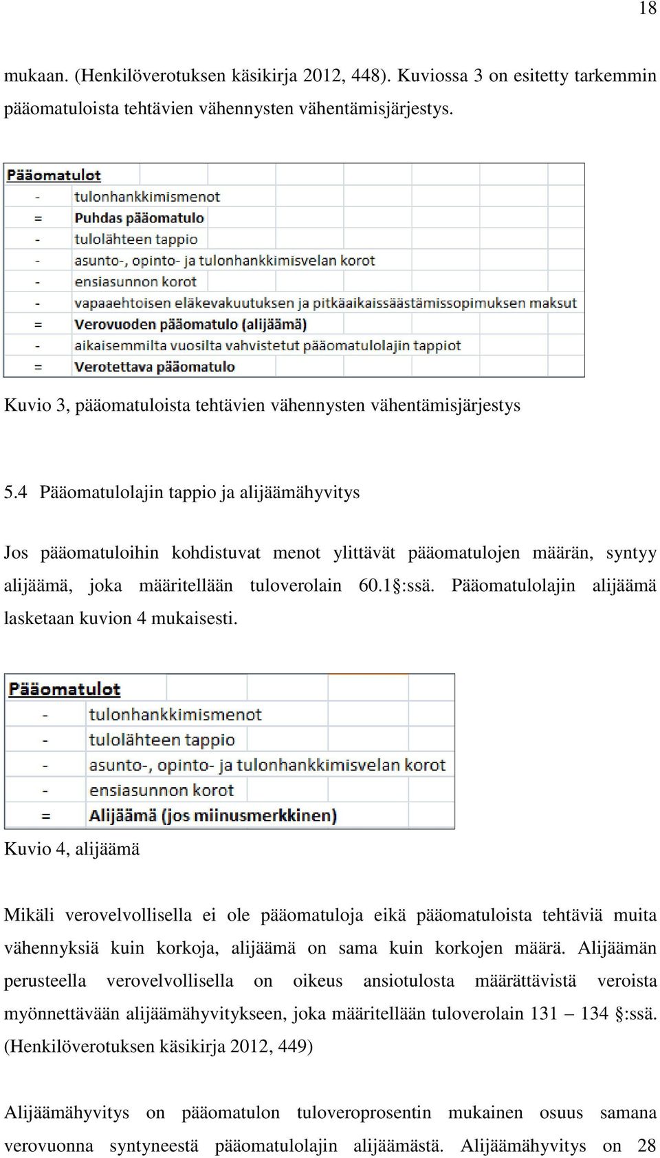 4 Pääomatulolajin tappio ja alijäämähyvitys Jos pääomatuloihin kohdistuvat menot ylittävät pääomatulojen määrän, syntyy alijäämä, joka määritellään tuloverolain 60.1 :ssä.