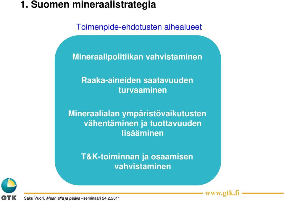 turvaaminen Mineraalialan ympäristövaikutusten vähentäminen ja