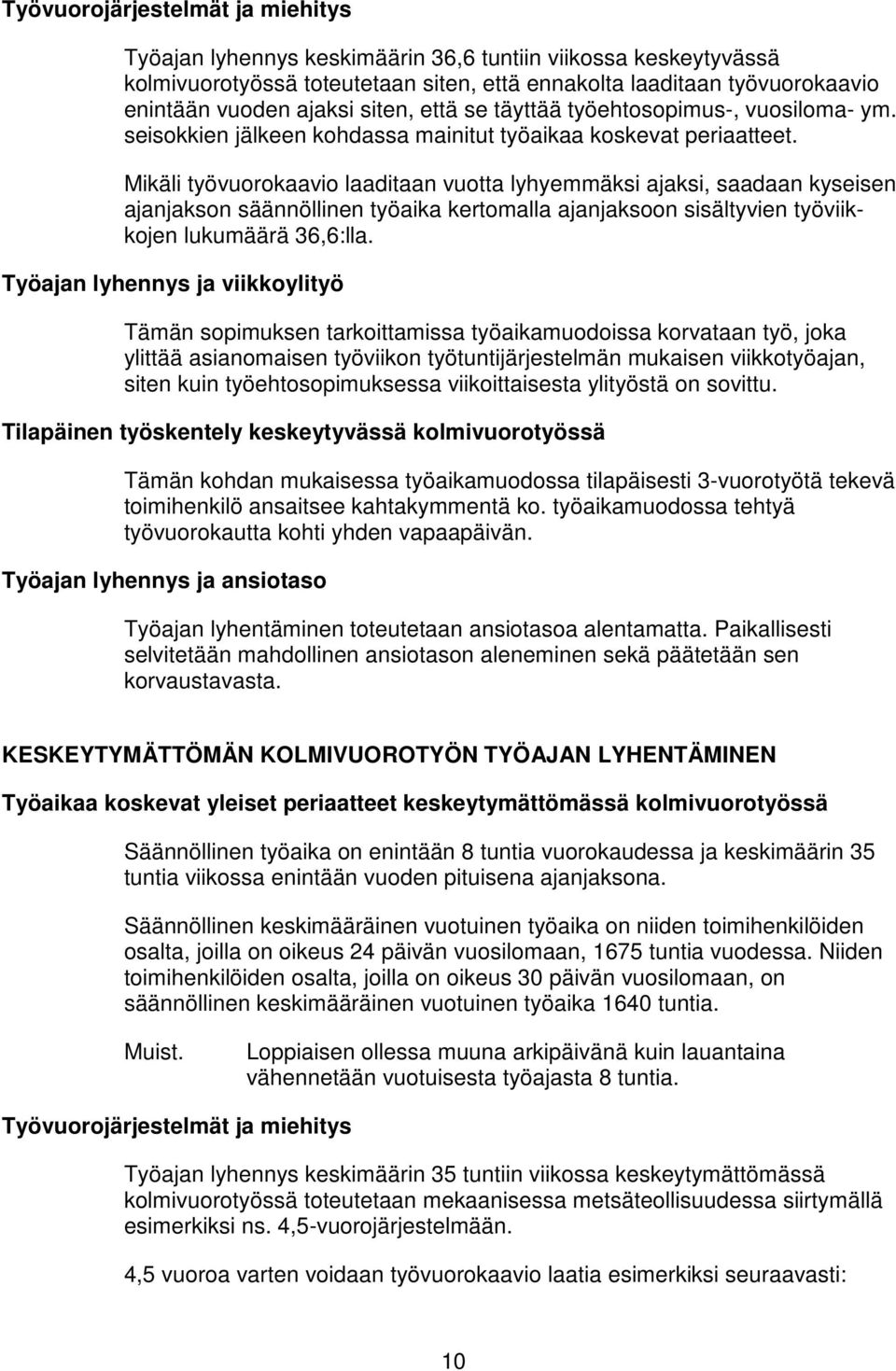 Mikäli työvuorokaavio laaditaan vuotta lyhyemmäksi ajaksi, saadaan kyseisen ajanjakson säännöllinen työaika kertomalla ajanjaksoon sisältyvien työviikkojen lukumäärä 36,6:lla.